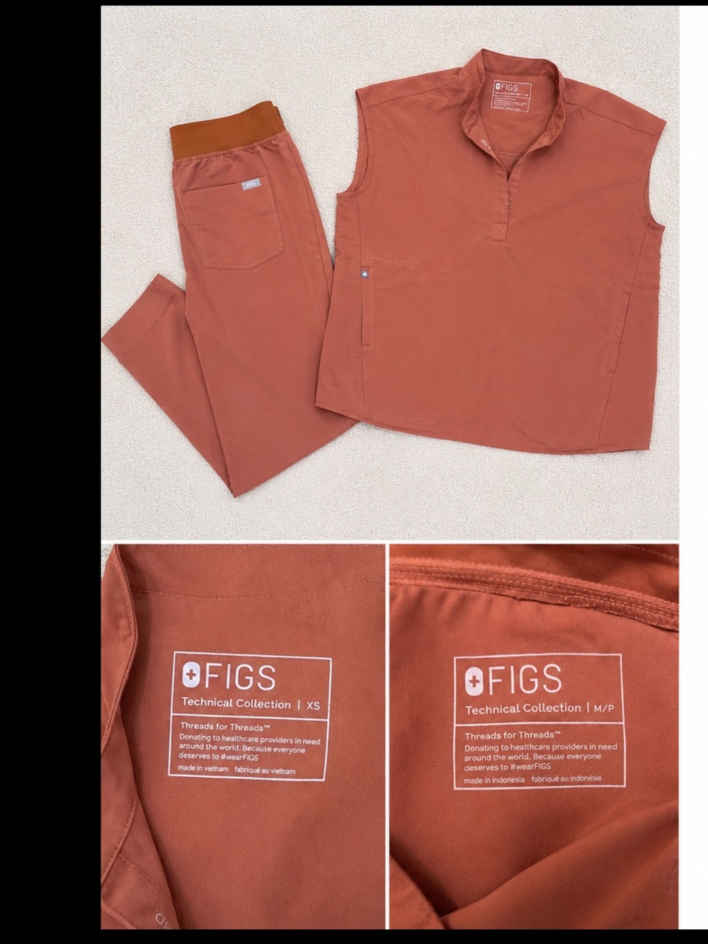 Figs Burnt Orange Scrub Set - Top & Pants